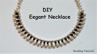 How to make a beaded necklace Easy beading tutorial Last minute DIY NECKLACE [upl. by Iknarf]