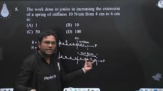 The work done in joules in increasing the extension of a spring of stiffness 10 Ncm from 4 cm [upl. by Glori702]