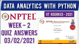 NPTEL 2021 Data Analytics With Python Week 2 Quiz Answers  Assignment 2 Answers  IIT Roorkee [upl. by Marisa]