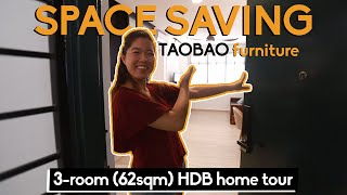 TAOBAO 3 room BTO HDB Home Tour 62sqm  SAVE SPACE SAVE MONEY [upl. by Buschi]