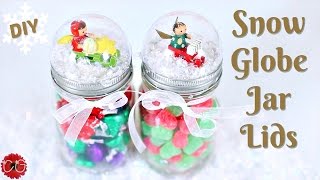 DIY SNOW GLOBE MASON JAR LIDS EASY CHRISTMAS GIFT [upl. by Elonore]