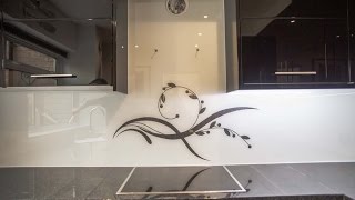 Kitchen Worktop amp Glass Splashback Installation  Before and After  CreoGlass Design [upl. by Ahsiloc662]