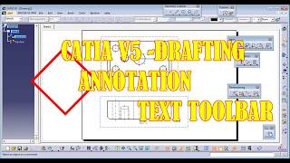 TEXT TOOLBAR IN CATIA DRAFTINGtexttext with leaderdatum targetballoon [upl. by Subir]