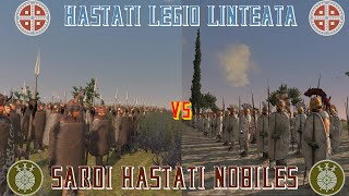 Rome 2 Total War Hastati Legio Linteata Vs Sardi Hastati Nobiles [upl. by Llenod]