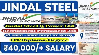 Jindal Steel amp Power Recruitment 2024 🥰Jindal Steel ITI Diploma BTech Jobs Vacancy 2024 jindal [upl. by Earesed318]