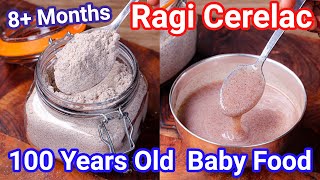 100 Year Old Baby Food  Homemade Ragi Ceralac Powder  Instant Ragi Porridge Meal for Babies [upl. by Deedahs]