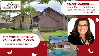 1112 Yorkshire Drive Carrollton TX 75007  Jeanie Marten Real Estate [upl. by Lock642]