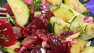 recette avec betterave rouge cuite  salade de betterave rouge concombre 137 [upl. by Ellenyl]