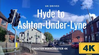 Hyde to AshtonunderLyne  Morning 4K Drive  Manchester UK [upl. by Noelopan]