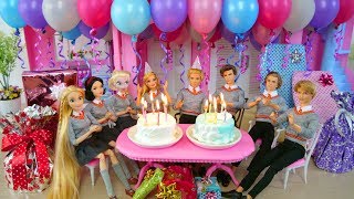 Twin Barbie amp Kens Birthday Party with Friends Pesta ulang tahun Barbie Festa de aniversário [upl. by Sallyann]