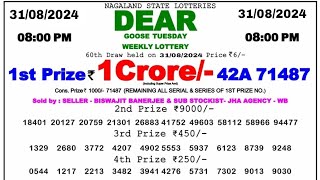 🔴 Evening 0800 PM Dear Nagaland State Live Lottery Result Today ll Date31082024 ll [upl. by Haisi]