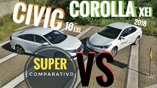 SuperComparativo Civic 10 EXL vs Corolla XEi 2018 [upl. by Trudie288]