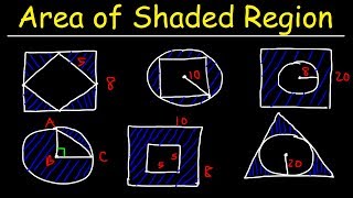 Area of Shaded Region  Circles Rectangles Triangles amp Squares  Geometry [upl. by Rey]