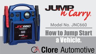 Jump Starting a Vehicle with the JumpNCarry JNC660 12V Jump Starter  Clore Automotive [upl. by Enyaw]