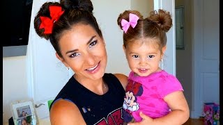 Minnie Mouse HairDo Easy Super Cute DIY [upl. by Bohon]