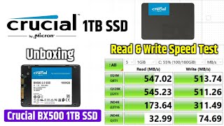 Crucial BX500 1TB SATA SSD Unboxing amp Actual Speed Test  Crucial SSD Read amp Write Speed Test [upl. by Kilby]