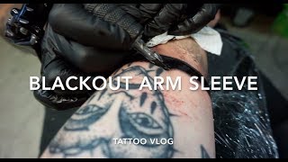 Getting A Black Arm Tattoo  Blackout Sleeve  Tattoo Vlog [upl. by Magee]