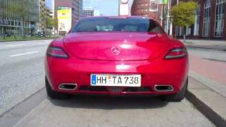 Red Mercedes Benz SLS 63 AMG Acceleration Sound  Walkaround [upl. by Hizar245]