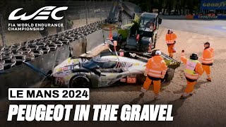 Peugeot 9X8 Hypercar No93 In the Gravel 😢 I 2024 24 Hours of Le Mans I FIA WEC [upl. by Phare]