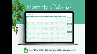 Monthly Calendar Google Sheets Template [upl. by Waterman]