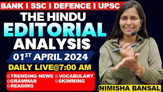 Editorial Analysis  1st April 2024  Vocab Grammar Reading Skimming  Nimisha Bansal [upl. by Ali]