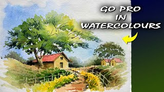 🎨 Best Landscape Painting for Beginners  Watercolor  Watercolour [upl. by Enilarac]