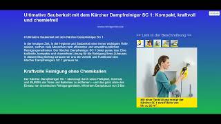 Ultimative Sauberkeit mit dem Kärcher Dampfreiniger SC 1 Kompakt kraftvoll und chemiefrei [upl. by Assirrak]