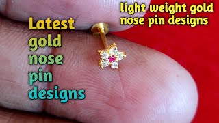 Gold nose pin designs with weight and price 2021nose ring designs saijewellerssj16 [upl. by Aiksas]