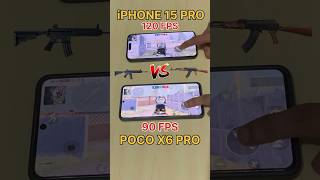 POCO X6 PRO 90FPS🔥Vs iPHONE 15 PRO 120FPS😈Pubg TEST pubg 120 FPS shorts pocox6pro iphone [upl. by Eirahs]