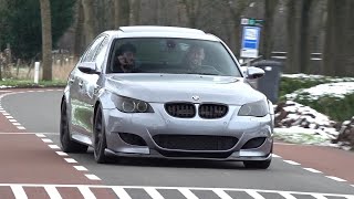 BMW M5 E60 V10 with Eisenmann Exhaust  Start Revs Fly By amp Accelerations [upl. by Akinnej848]