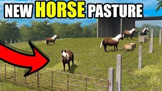 BUILDING A HORSE PASTURE W FENCES SHED amp GATES  FARMING SIMULATOR 2017 [upl. by Marthena]