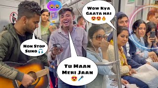 Maan Meri Jaan Metro 🚇 Singing Reaction In Delhi Metro Viral Old amp New Mashup Songs teamjhopdik [upl. by Naji935]