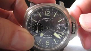 Officine Panerai Titanium Luminor GMT Ref89 E Ocean Chronometre Function Testing [upl. by Llemar474]