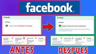 SOLUCION Monetización Restringida de FACEBOOK Pagina en ROJO Amarillo a VERDE [upl. by Ahgiela]