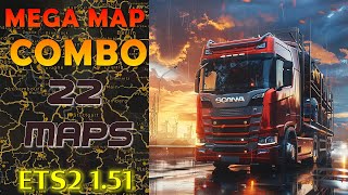 Mega Map Combo for ETS2 151 with Promods Roex Eurafrica Poland Rebuilding and others 22 Maps [upl. by Ahsata]