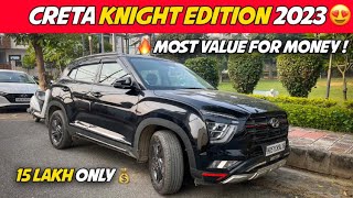 Creta S Plus Knight Edition 2023🖤 Better amp Cheaper than SX😮 Panaromic Sunroof✅ TURBO HOUSE [upl. by Cianca]