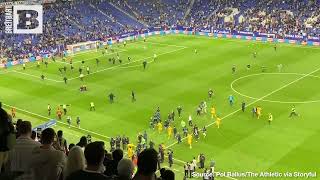 A TALE OF TWO FANDOMS Espanyol Fans Storm Pitch Barcelona Fans Chant in Streets After League Win [upl. by Kilroy]