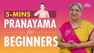 5 Minute Pranayama For Beginners  Practice Breathing Exercise  Pranayama Benefits  Dr Hansaji [upl. by Ignatia646]