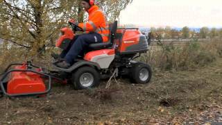 Husqvarna P 524 with flail mower in action [upl. by Ardnola]