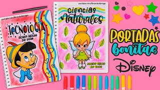 Cómo hacer PORTADAS BONITAS de PINOCHO y TINKERBELL  ESPECIAL DE REGRESO A CLASES [upl. by Rozelle]