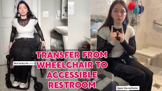 Transferring from wheelchair to accessible restroom  paraplegic lady experience [upl. by Sillert]