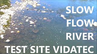 Slow natural river test site VIDATEK for non planar hydrokinetic rotors of power barges at slow flow [upl. by Kapeed]