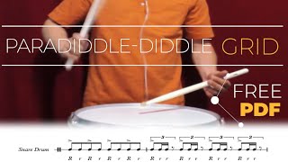 Paradiddle Diddle Grid  Snare Drum Exercise w Sheet Music [upl. by Ruhtra]