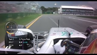 F1 2017 v 2016 GForce Comparison [upl. by Adnahs62]