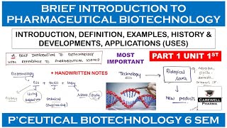 Brief Introduction to Biotechnology with reference to Pharmaceutical Science  L1 U1  PB 6 Sem [upl. by Ahsiemak117]