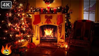 Cozy Christmas Fireplace Ambience with Soft Crackling Fire Sounds 4K [upl. by Kan]