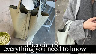 Hermes Picotin 18 Gris Neve in depth review  storage pros and cons comparison with picotin 22 [upl. by Einimod]