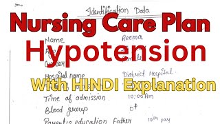 Nursing Care Plan On Hypotension Nursing Care PlanNCPHypotension in Hindi [upl. by Yance926]