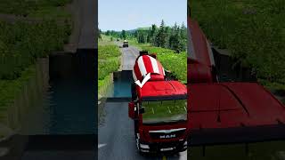 Trucks vs massive water pit 4  carsvswaterpit beamngdrive doubleflatbedtrailertruckvsspeedbumps [upl. by Nevear]