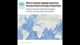 Shift in container shipping routes from the Suez Canal to the Cape of Good Hope [upl. by Dedric]